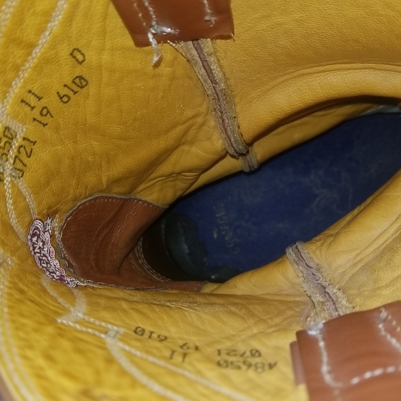 Nocona Ostrich Boots sz 11 Brown Tan Stitched - Picture 6 of 6